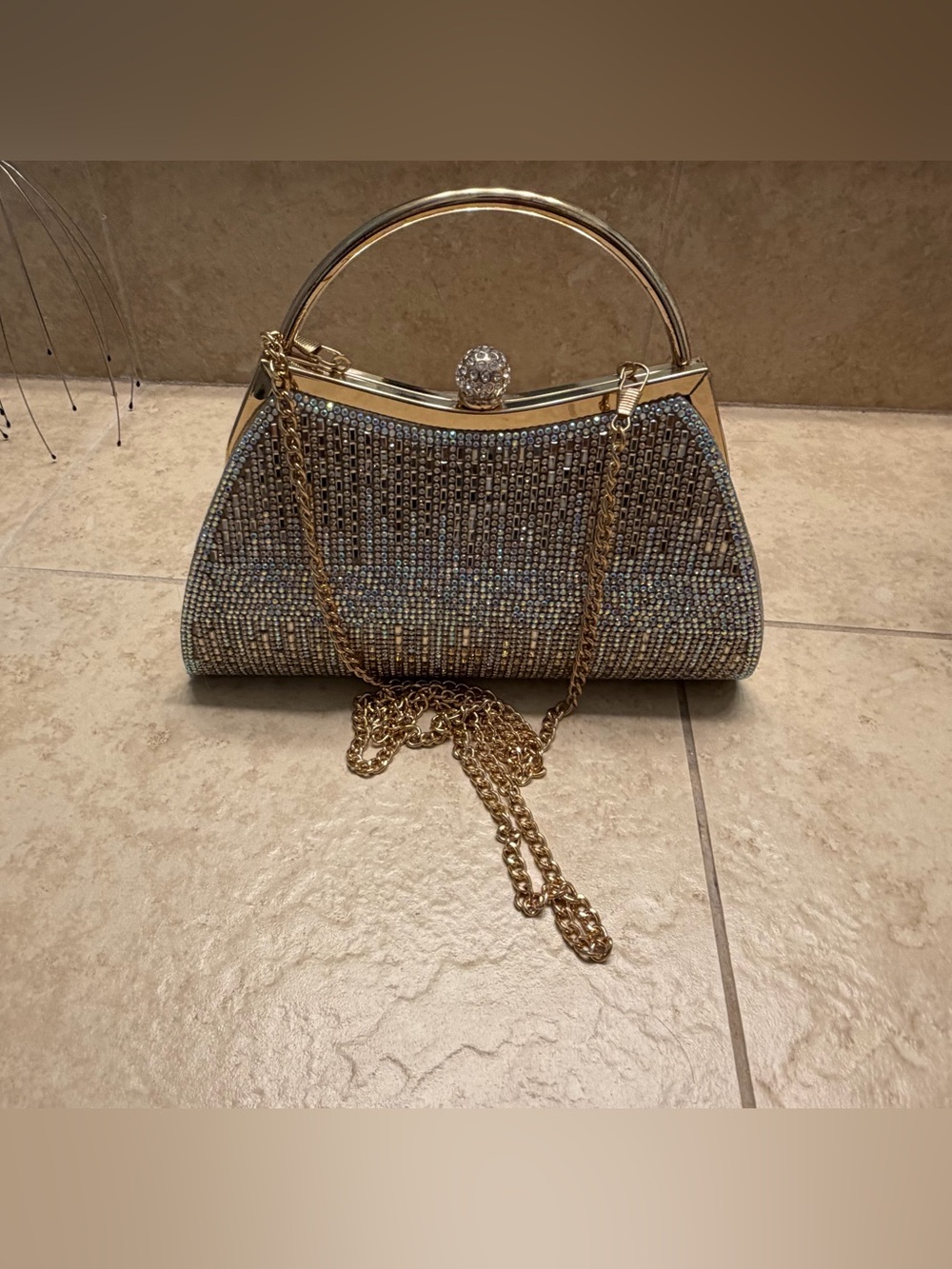Gold Crystal Evening Clutch Bag